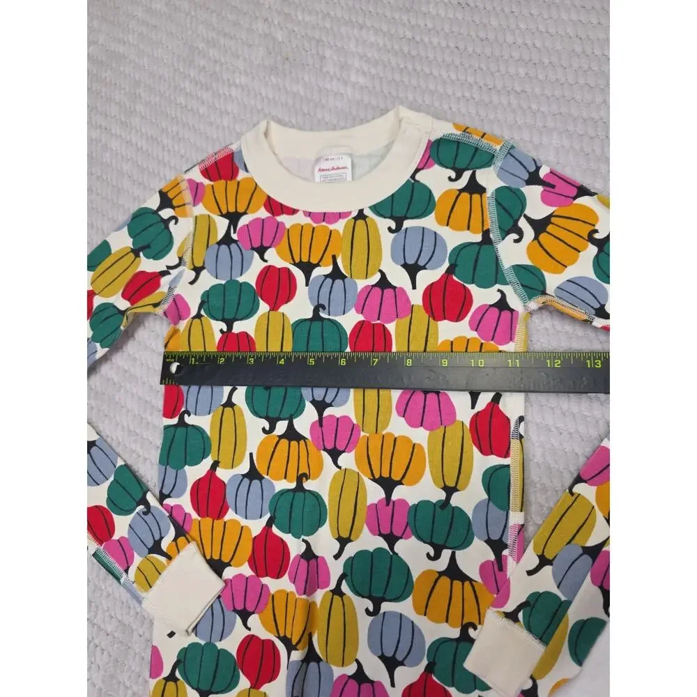 Hanna Andersson Pajama Set Kids 130 US 8 Pumpkin Print 2 Piece Set